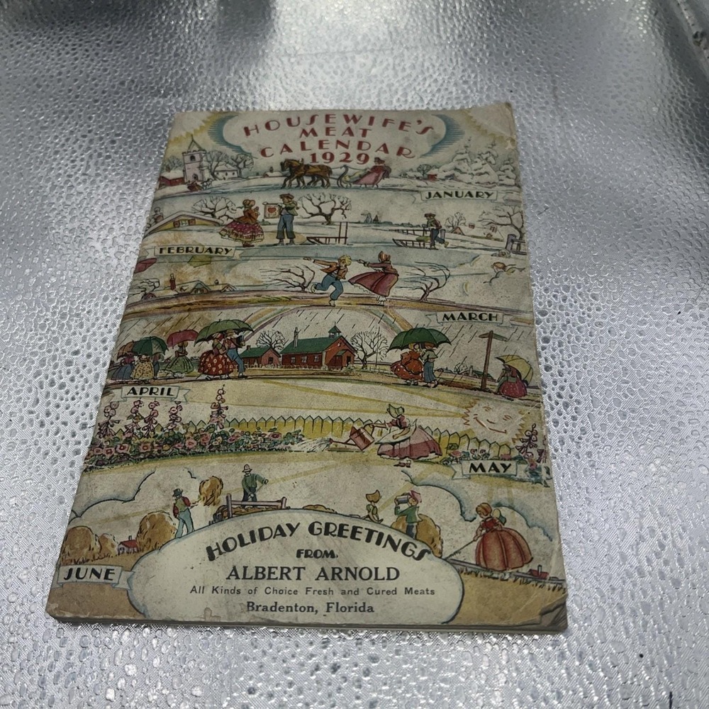 Housewife's Meat Calendar 1929 National Livestock &Meat Board Kerber Packing